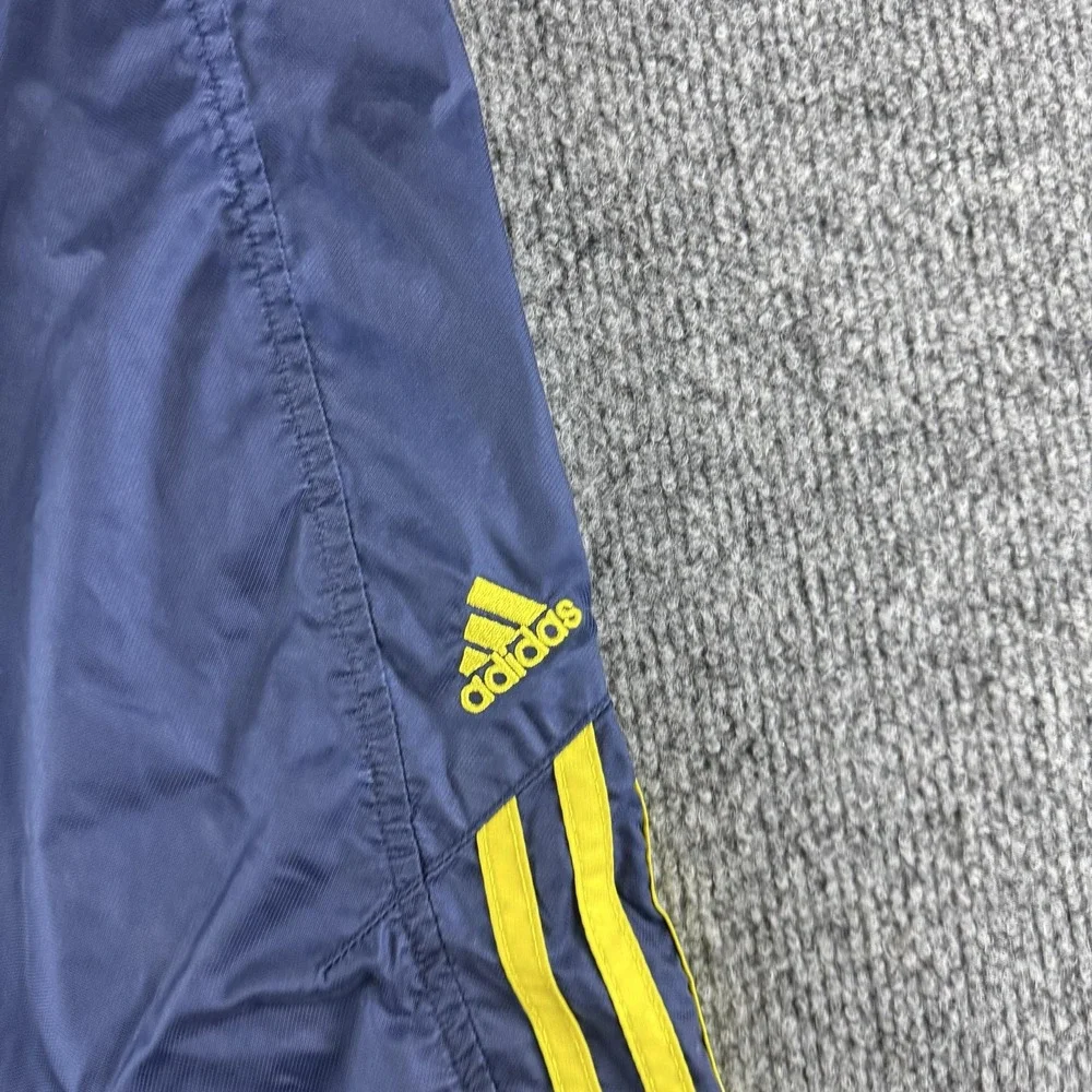 Adidas Track Pants Mens M Blue Woven Elastic Waist Lined Side Stripe Logo